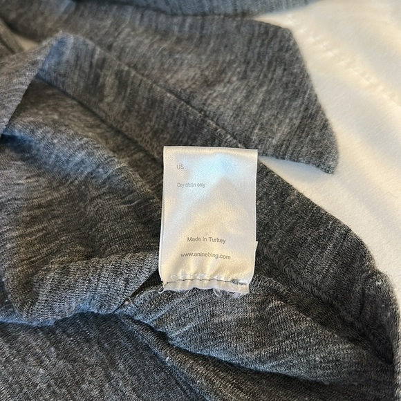 Anine Bing Wool Blend Relaxed Long Sleeve Drapey Faux Wrap Dress in Gray, XS - Picture 9 of 9